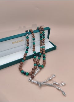 MAJOOD 99 Wenge Wood With Malachite And Black Onyx Prayer Beads/8MM  - Image 2