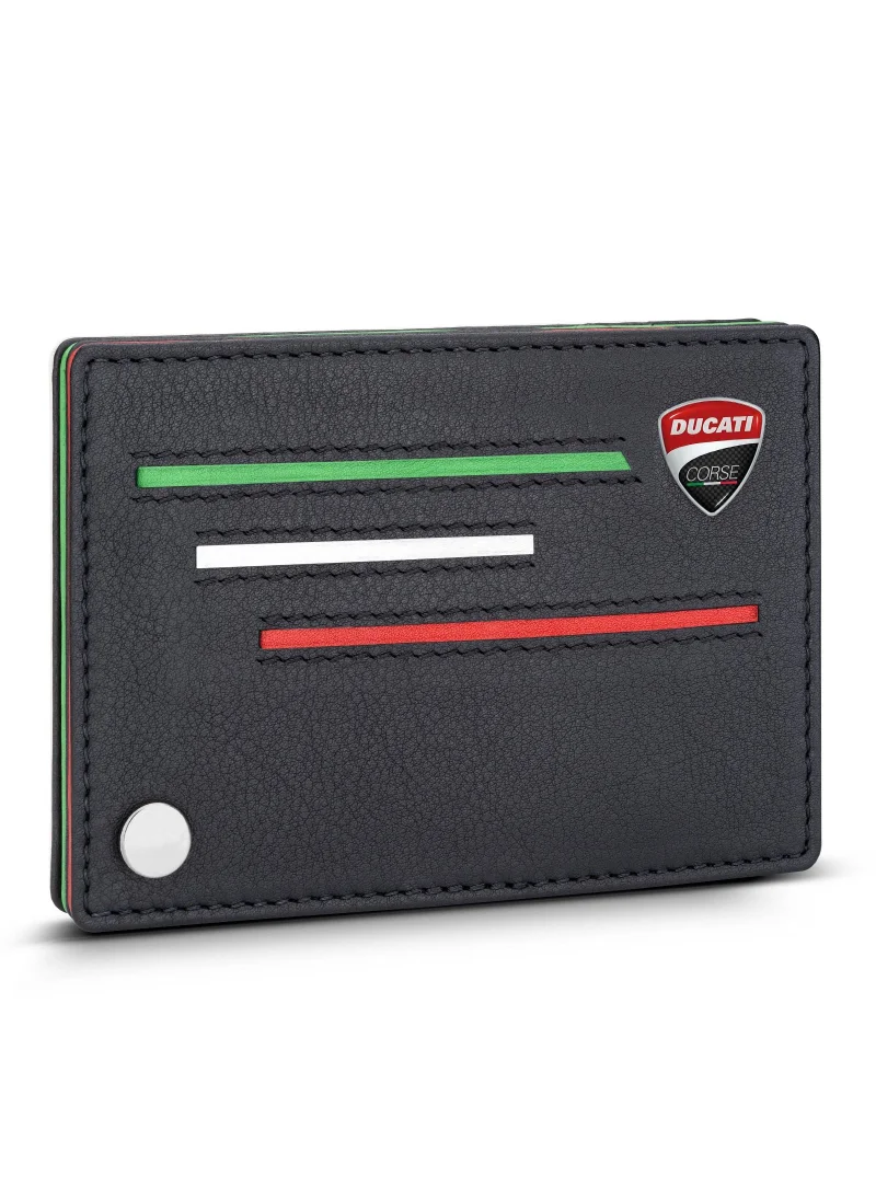 Ducati Corse Scudetto Black Genuine Leather Card Holder For Men