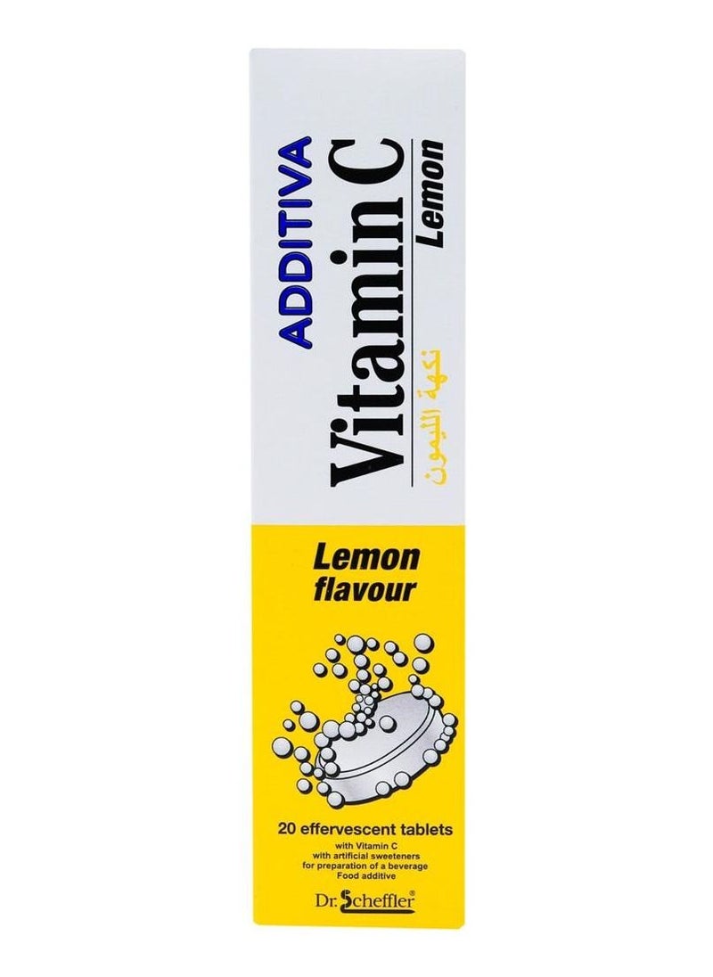 Additiva Vitamin C Effervescent Tablets Lemon Flavor 1000mg, 80g, 20tabs  - Image 1
