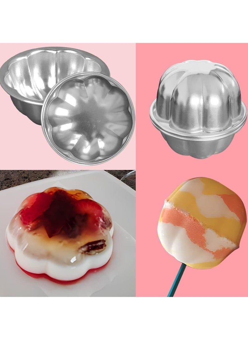 Relex Nonstick Egg Tart Molds, Flower Shape Pudding Pan, Cupcake Muffin Cups, Aluminum Alloy Cake Tartlets Baking Tool, Silver - Image 5