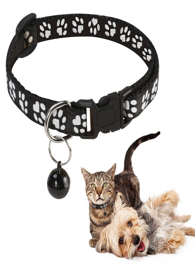 Hachiko Cat Collars with Bell,Kitten and Small Dogs Soft Adjustable Collar Safe,Solid and Protection Breakaway for Cats and Puppies, Cute Kitty Neckband with Paw Print- (Random Colors) - Image 1