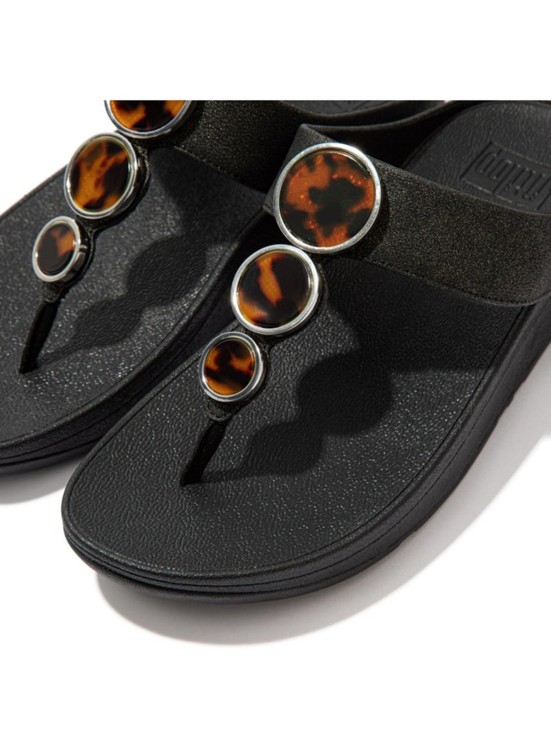 FitFlop صندل هالو لامع للسيدات - أسود بالكامل EP4-090 39 - Image 4