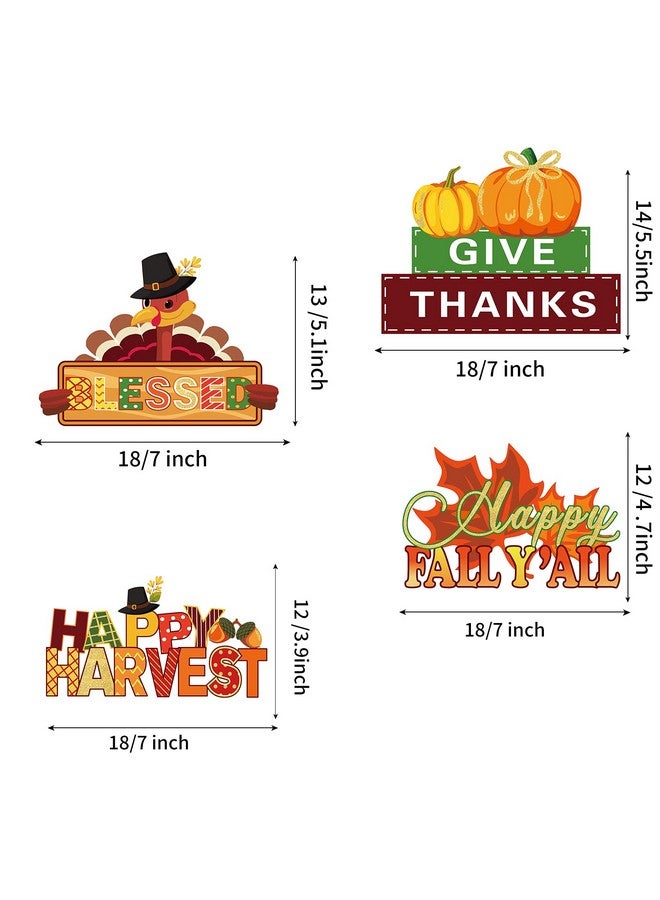 Tevxj 4 Pieces Thanksgiving Party Decorations Wooden Happy Fall Y'All Party Supplies Thanksgiving Centerpieces Autumn Table Decorations For Home Party Holiday - Image 2