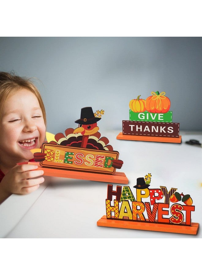 Tevxj 4 Pieces Thanksgiving Party Decorations Wooden Happy Fall Y'All Party Supplies Thanksgiving Centerpieces Autumn Table Decorations For Home Party Holiday - Image 5