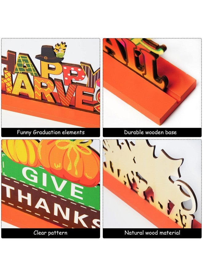 Tevxj 4 Pieces Thanksgiving Party Decorations Wooden Happy Fall Y'All Party Supplies Thanksgiving Centerpieces Autumn Table Decorations For Home Party Holiday - Image 3