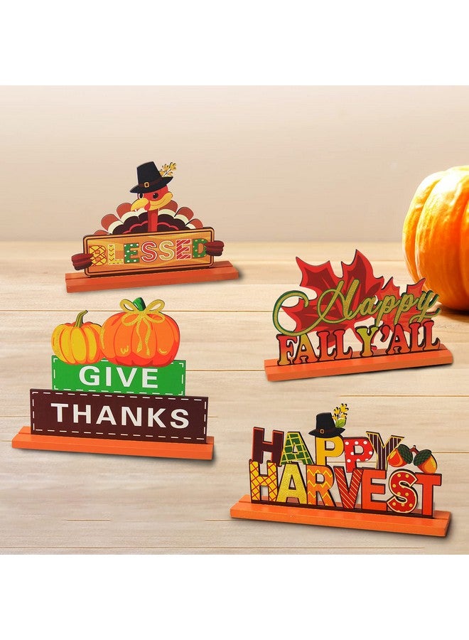 Tevxj 4 Pieces Thanksgiving Party Decorations Wooden Happy Fall Y'All Party Supplies Thanksgiving Centerpieces Autumn Table Decorations For Home Party Holiday - Image 4