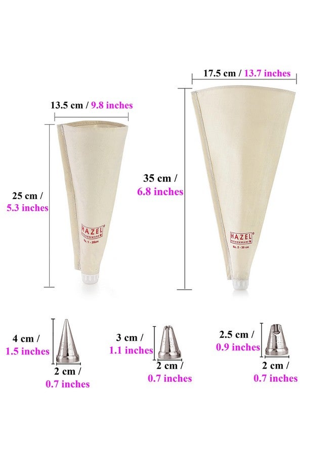 Hazel طقم أكياس تزيين هازيل مع فوهات | 2 أكياس تزيين قابلة لإعادة الاستخدام، 3 فوهات لحقن الكعك | أكياس تزيين الكعك (بيضاء) - Image 4