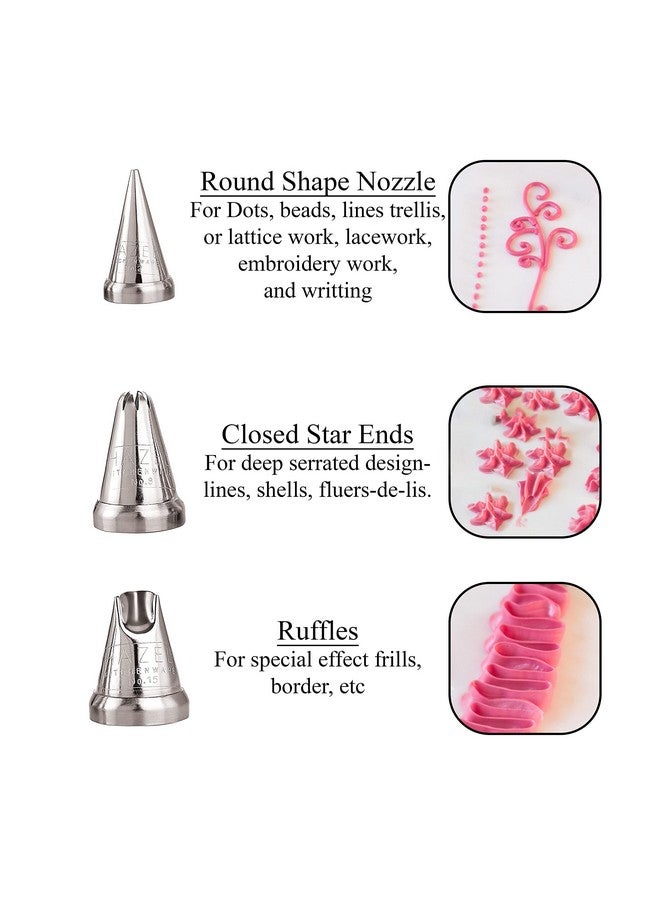 Hazel طقم أكياس تزيين هازيل مع فوهات | 2 أكياس تزيين قابلة لإعادة الاستخدام، 3 فوهات لحقن الكعك | أكياس تزيين الكعك (بيضاء) - Image 5