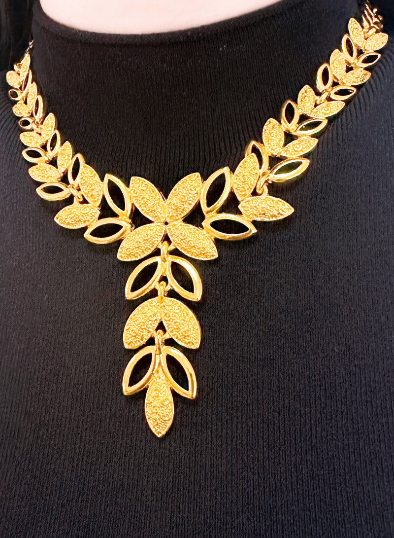 4-Piece 24K Gold Plated Wedding Jewelry Set With Necklace, Bangle, Earrings and ring - Image 2