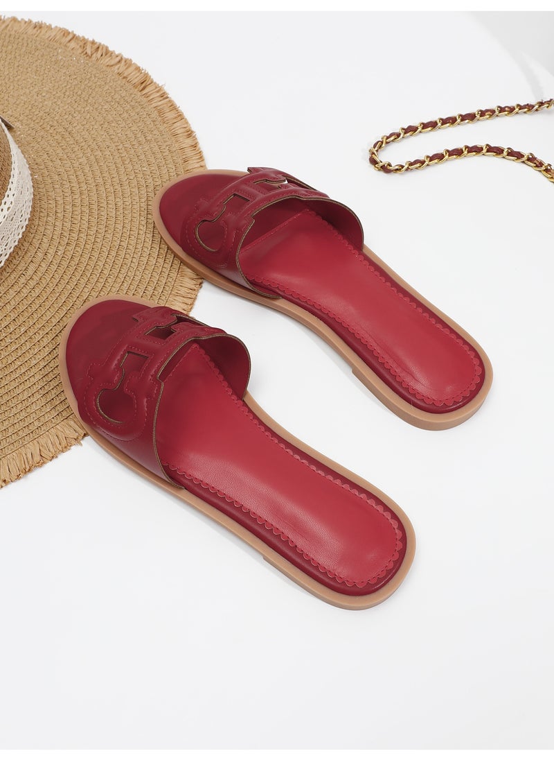 NIBEMINENT Women's Sandals  Summer Retro Slippers  Low Heel Leather Casual Open Toe Outdoor Slippers Beach Shoes  - Image 3