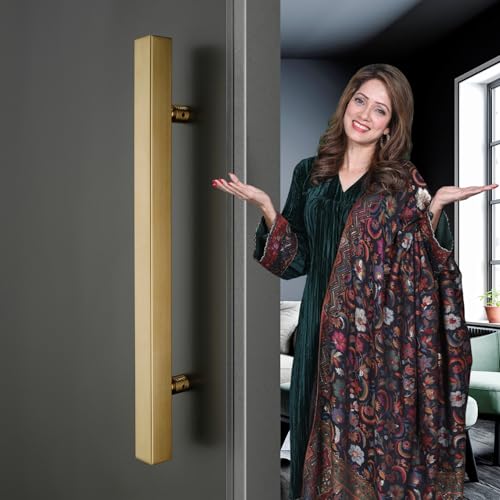 LAPO 18 Inch Square Pull Handles for Main Doors | Stainless Steel Build Wardrobe Handles | Fits with 30-100mm Doors | Gold Finish | Compatible with Wooden & Glass Doors| 3 Year of Warranty - Image 3