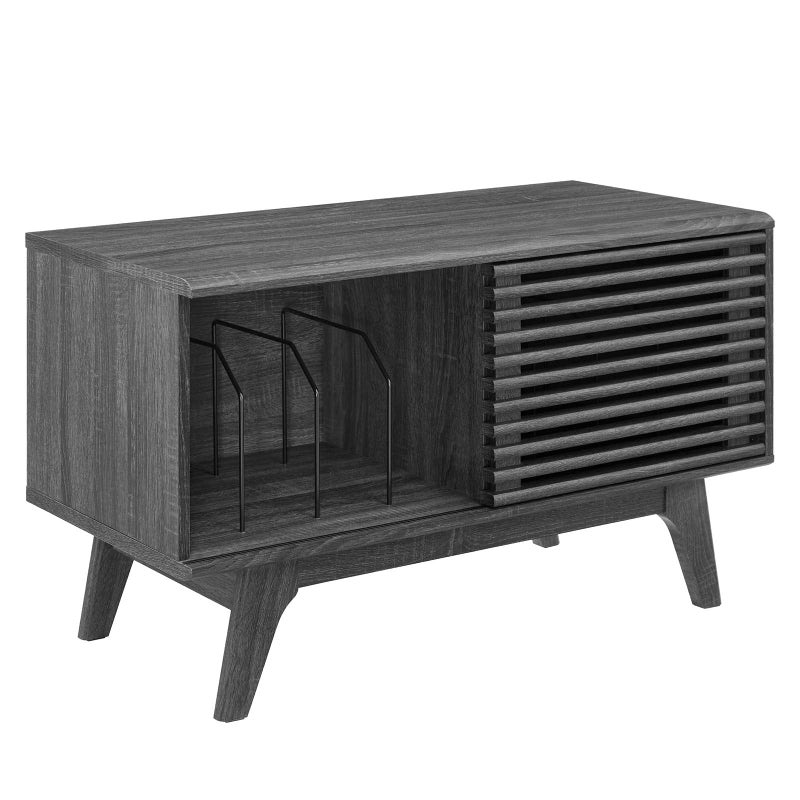 Modway Render MidCentury Modern 37 Vinyl Record Display Stand in Charcoal