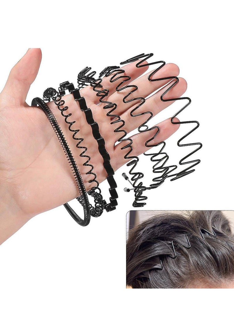 6Pcs Unisex Wavy Headband Metal Hair Hoop Ordinary Headwear Hair Accessories Spring Headband for Men Women's Hair - Image 1