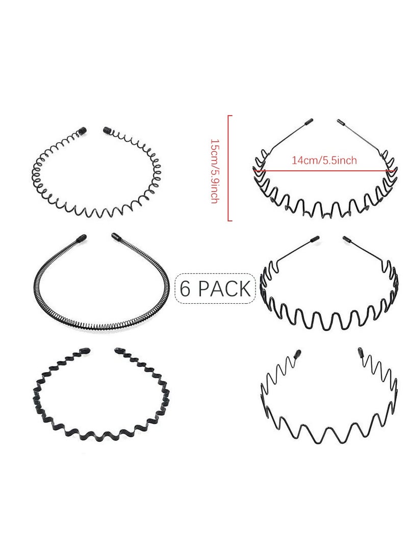 6Pcs Unisex Wavy Headband Metal Hair Hoop Ordinary Headwear Hair Accessories Spring Headband for Men Women's Hair - Image 4