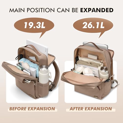 GOLF SUPAGS Stylish Laptop Backpack for Women Airline Approved Perfect for Work College and Travel MultiFunctional Casual Daypack Fits 173 Inch Notebook Champagne - Image 3