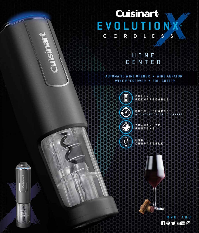 Cuisinart EvolutionX Cordless 4-in-1 Wine Opener, RWO-100NAS - Image 2