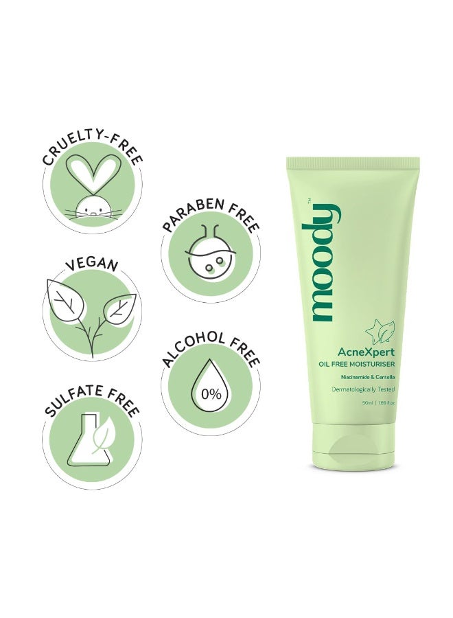  مودي مرطب مودي أكني إكسبرت الخالي من الزيوت، مع الشاي الأخضر والسكوالين | يُقلل من الشوائب والزيوت الزائدة وعلامات حب الشباب، لبشرة مشرقة وموحدة اللون | مرطب خفيف وغير دهني، مناسب لجميع أنواع البشرة، ٥٠ مل - Image 2