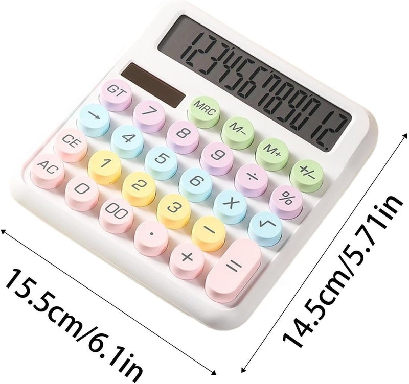 Desk Calculator,12 Digits Solar Round Buttons Counter,Stylish Office Calculators - for Home Office School College Work Business Travel Outdoor Shopping Store - Image 5