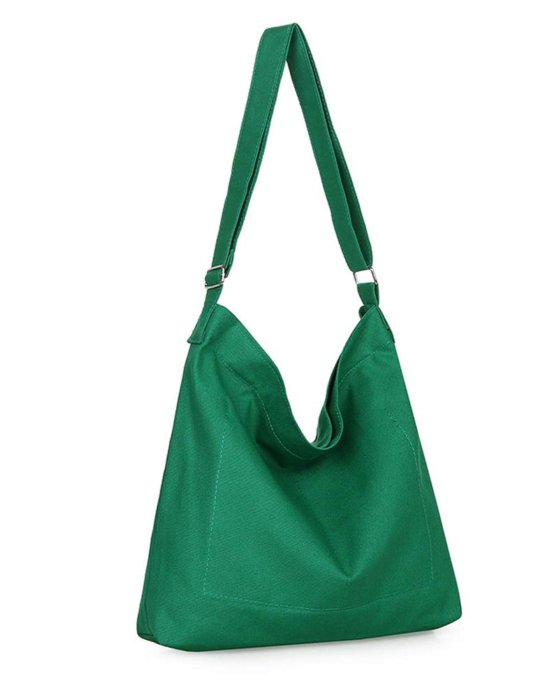 Covelin Women's Retro Large Size Canvas Shoulder Bag Hobo Crossbody Handbag Casual Tote Green - Image 3
