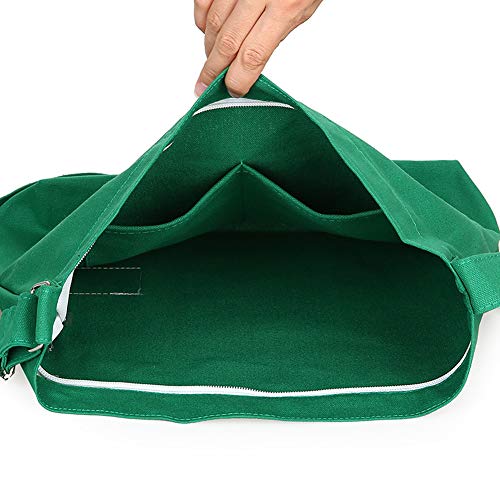 Covelin Women's Retro Large Size Canvas Shoulder Bag Hobo Crossbody Handbag Casual Tote Green - Image 5