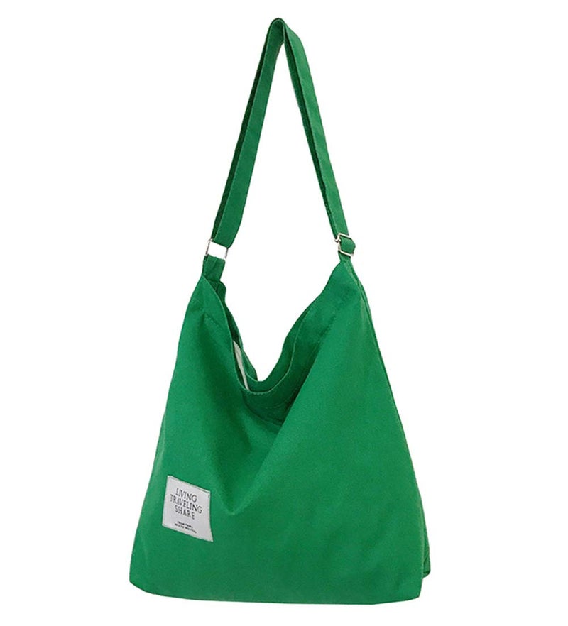 Covelin Women's Retro Large Size Canvas Shoulder Bag Hobo Crossbody Handbag Casual Tote Green - Image 1