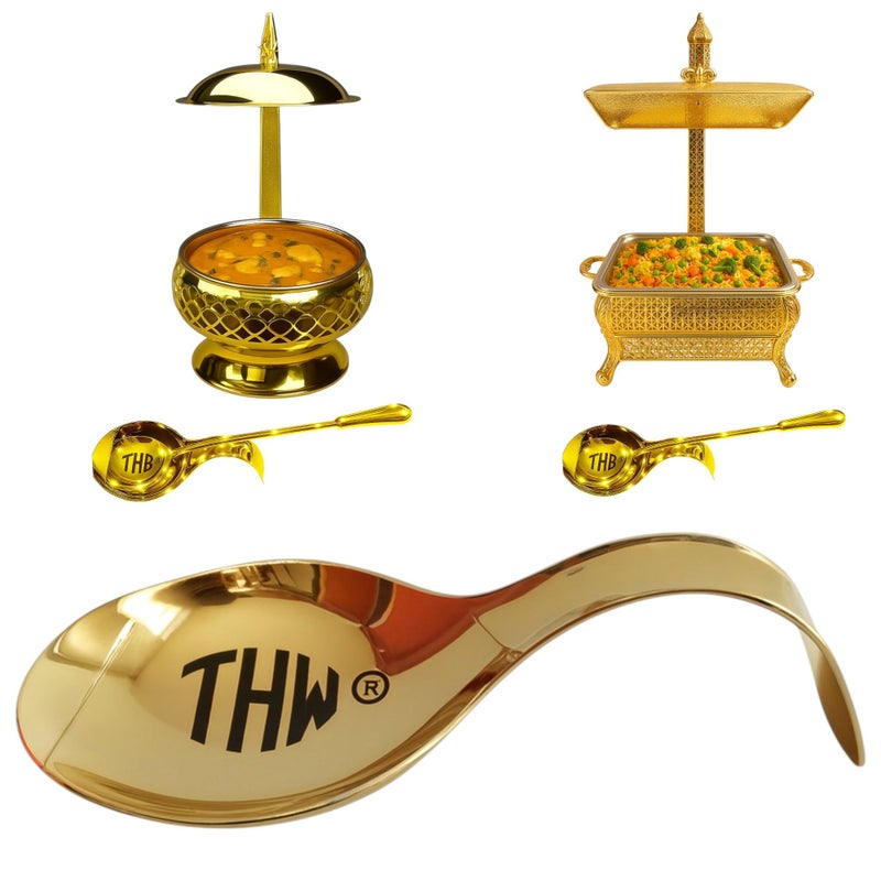 THW® 1 Pieces Goden Stainless Steel Heavy Duty Spoon Rest for Banquet/Hotels/Caterers/Marriage Palace Platform for Holding Long Service Spoon (1pc only) - Image 3