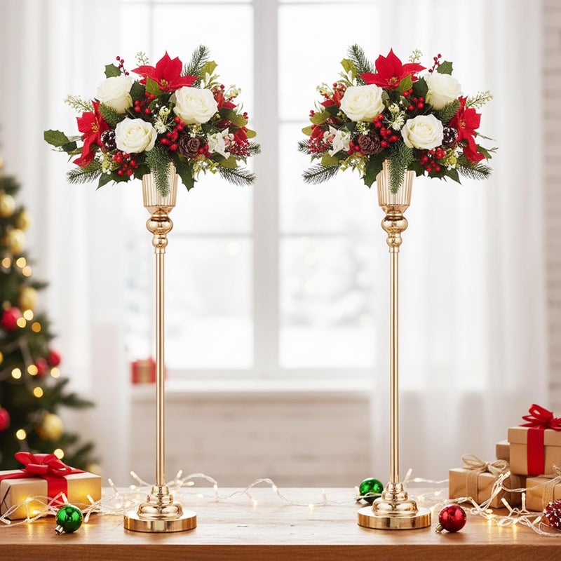 Lovecat 32.5 inch Versatile Metal Wedding Centerpieces Vase, Set of 2 Tall Gold Trumpet Vases Road Lead for Wedding, Reception, Party, Events, Anniversary (Gold, 32.5in - 2Pcs) - Image 3