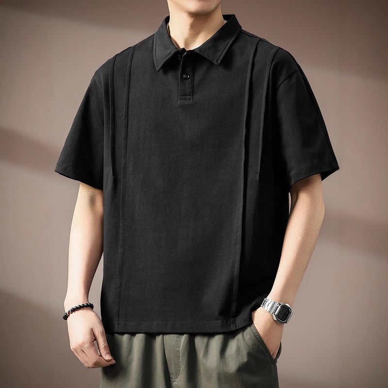 قميص بولو رجالي بأكمام قصيرة بتصميم مطوي للكاجوال الصيفي - Image 2