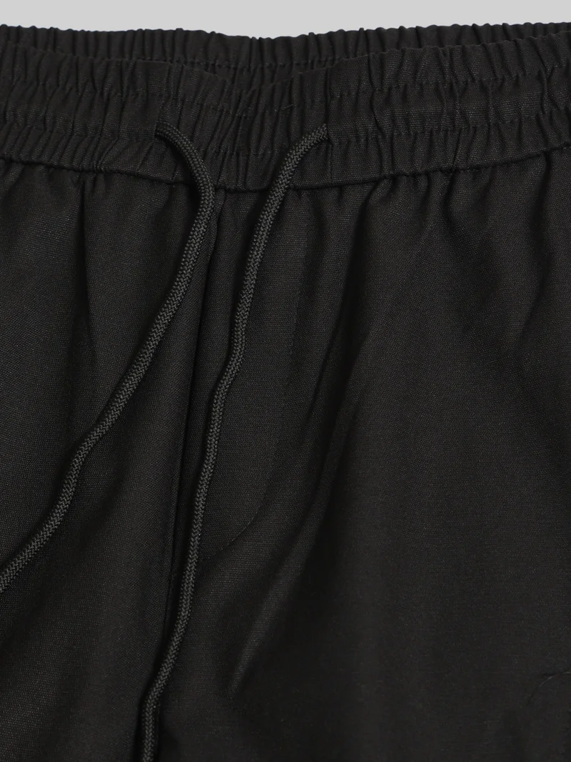 Maniac  Maniac Mens Solid Black Cotton Blend Cargo Pant for Men | Best Price UAE