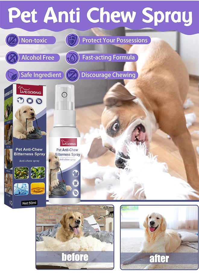 YEGBONG - 50ml No Chew Spray for Dogs Dog Training Behavior Aids Bitterness Spray to Stop Chewing Anti Chew Deterrent Spray for Puppies and Cats - Image 1
