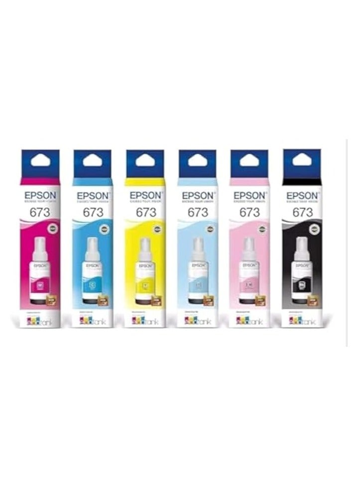 EPSON T673 6-Color Refill Ink Set For L800 / L1800 (Genuine Epson) Manufacturer: Epson - Image 1