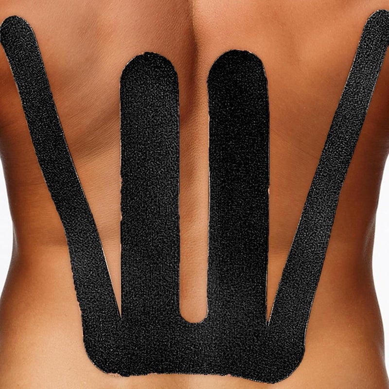 كلاراكو رقعة عضلات الخصر من شريط علم الحركة، رقعة عضلية مرنة، عبوة من 4 قطع، شكل خاص، لحماية الخصر، شرائط استعادة علم الحركة (أسود) - Image 5