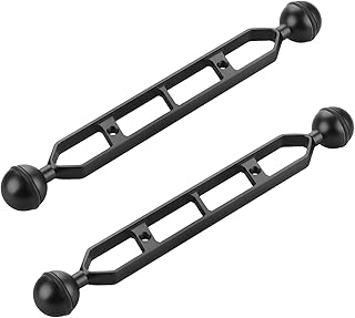 LetonPower Black 9" Double Ball Aluminum Alloy Extension Arm, 1" Ball Head Connector Underwater Arm for Strobe/Video - Image 1