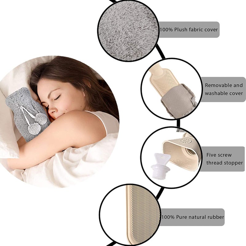 Long Hot Water Bag with Plush Cover 2L Large Capacity Rubber Hot Water Bottle Hand Feet Warmer for Bed Hot Compress Cold Therapy Waist Shoulder Pain Relief - Image 5
