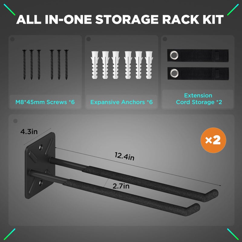 Nacial Garage Hooks, Heavy Duty Garage Hook, 12.4 Inch Wall Mount Hangers, Max Load 200 lbs Garage Storage Utility Hooks for Ladders, Chairs, Car Tires, Strollers, Garden Tools, Perfect man's day gifts - Image 2
