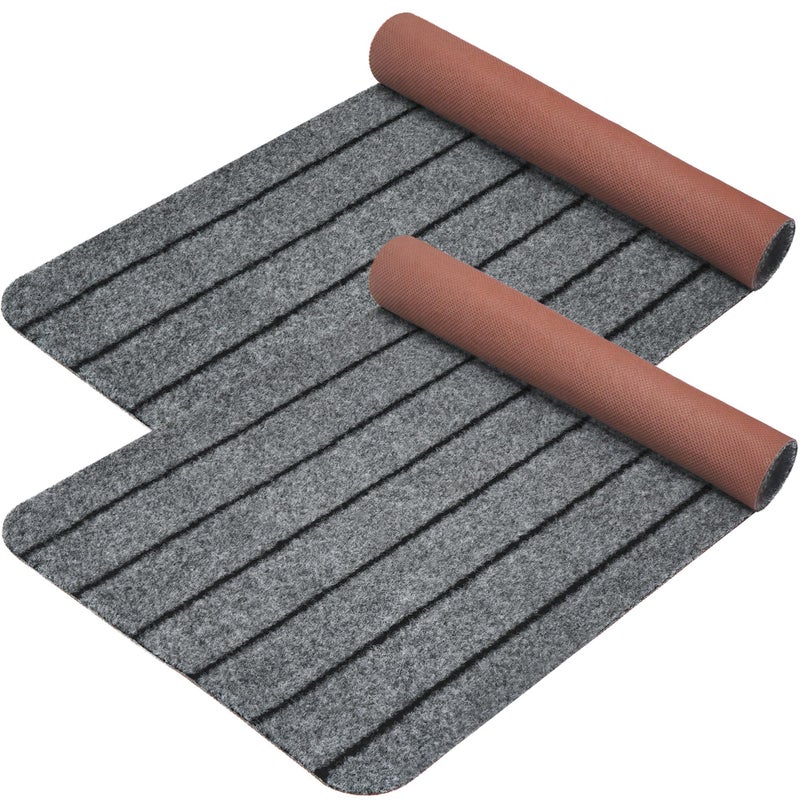 LotFancy 2Pack Waterproof Front Door Mat 17x30 IndoorOutdoor NonSlip Rubber Backing Welcome Mat  Low Profile Washable Entryway Rug for Home Patio Camping Gray