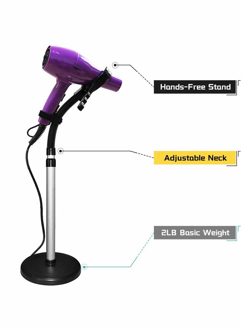 Excefore Hair Dryer Stand, 360 Degree Rotating Lazy Hair Dryer Stand Hand Free With Heavy Base, Hands-Free Blow Dryer Holder Countertop, Adjustable Height Hair Dryer Holder - Image 2