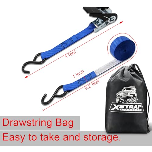 XSTRAP STANDARD Ratchet Tie Down Straps 8PK 1'' x 10 ft - 900 LB Break Strength Cargo Straps for Moving Appliances, Lawn Equipment, Motorcycle (Blue) - Image 4