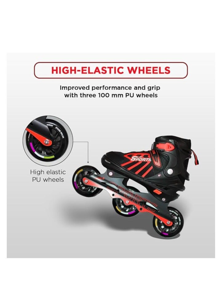 ENDLESS Inline Adjustable Skates Large 39 EUR (UK 5.5) - 43 EUR (UK 9) for 12 Years and Above | Aluminium Chassis and 100 mm PU Three Wheels | With ABEC 9 Bearings | Indoor and Outdoor - Image 5
