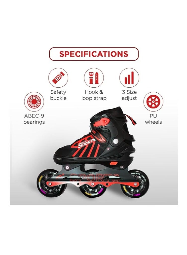 ENDLESS Inline Adjustable Skates Large 39 EUR (UK 5.5) - 43 EUR (UK 9) for 12 Years and Above | Aluminium Chassis and 100 mm PU Three Wheels | With ABEC 9 Bearings | Indoor and Outdoor - Image 3