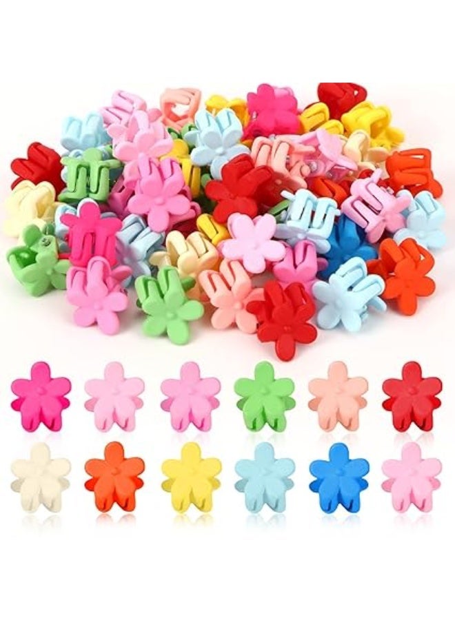 A set of 50 cute mini hair clips with colorful floral designs for girls and women - perfect for everyday hairstyles and special occasions. - Image 1
