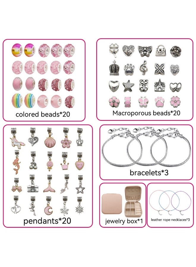 68 PCS Charm Bracelet Making Kit for Girls – Perfect Birthday, Christmas, Ramadan & Eid Gift for Kids Ages 6-12 (Pink) - Image 3