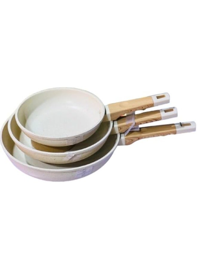 طقم طاسات جرانيت غير لاصقة، 3 قطع، متينة وأنيقة، سهلة التنظيف ومقاومة للحرارة. - Image 1