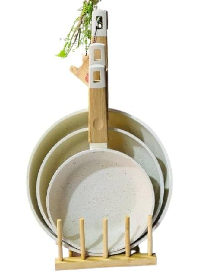 طقم طاسات جرانيت غير لاصقة، 3 قطع، متينة وأنيقة، سهلة التنظيف ومقاومة للحرارة. - Image 3