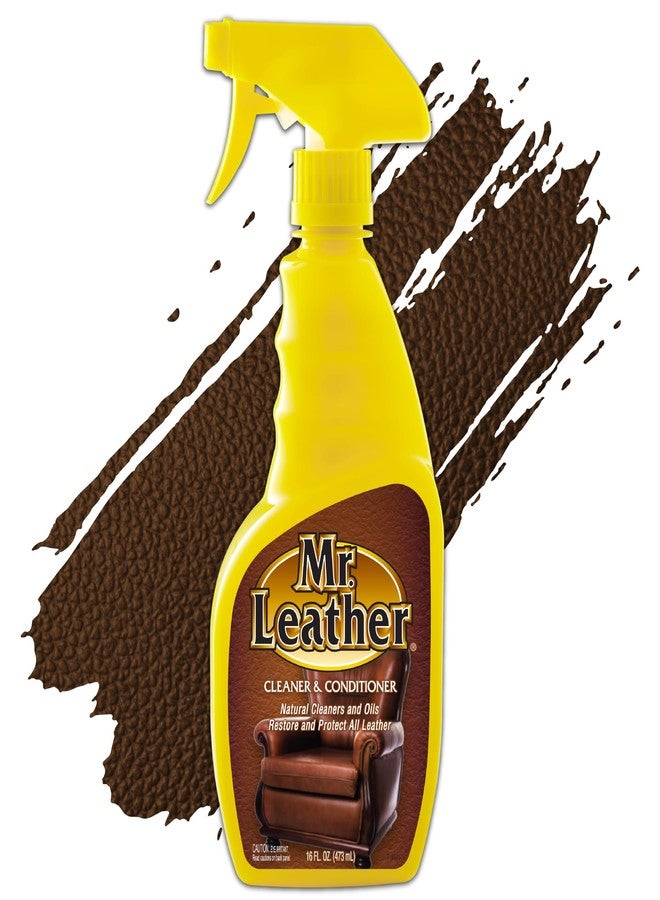 Mr. Leather Cleaner and Conditioner - Safe for All Leather & Vinyl - Hydrate and Shine with Water-Repellent Protection for Couches, Car Interior, Shoes, and Bags (16 oz) - Image 1