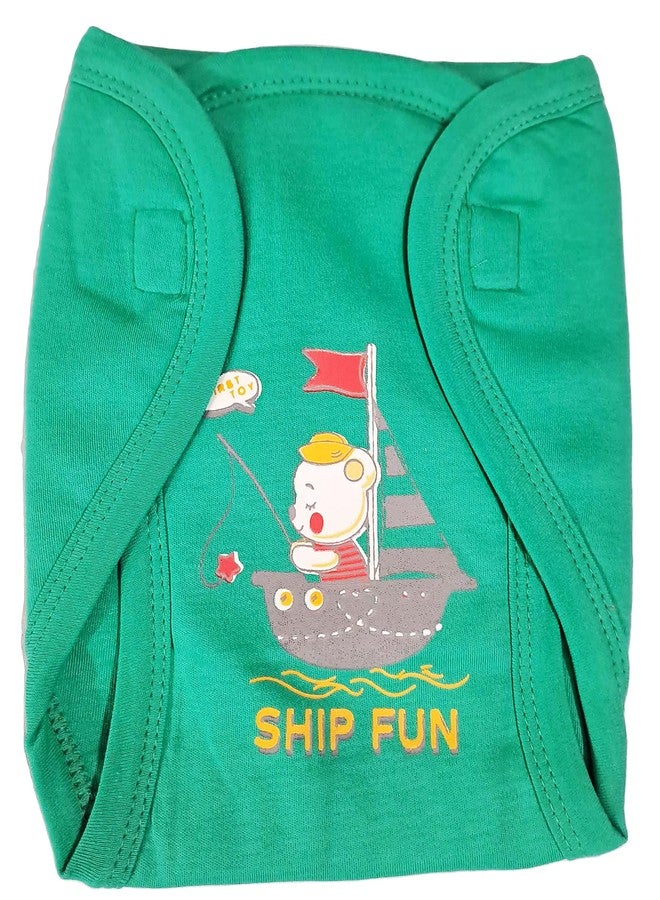 Ess Cubes Enterprise EssCubes Enterprise Super Soft Infant New Born Baby Boy and Baby Girls Clothes Shirt, Washable Diaper Nappy with Bib Set 3-6 Months (Dark Green) - Image 4