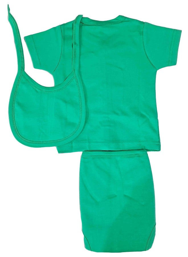 Ess Cubes Enterprise EssCubes Enterprise Super Soft Infant New Born Baby Boy and Baby Girls Clothes Shirt, Washable Diaper Nappy with Bib Set 3-6 Months (Dark Green) - Image 2