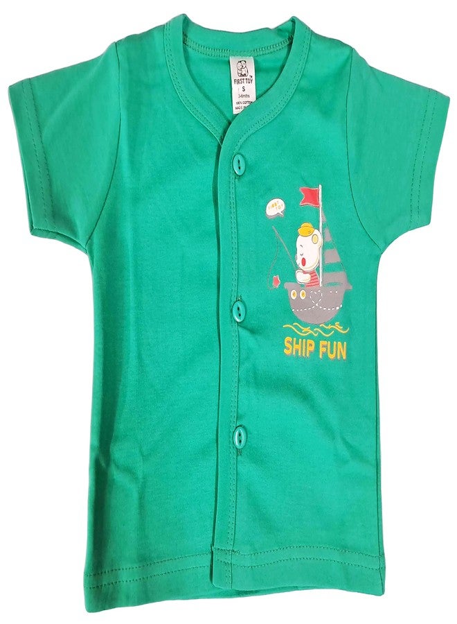 Ess Cubes Enterprise EssCubes Enterprise Super Soft Infant New Born Baby Boy and Baby Girls Clothes Shirt, Washable Diaper Nappy with Bib Set 3-6 Months (Dark Green) - Image 3