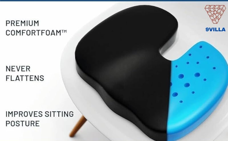 9villa Coccyx Seat Cushion and Lumbar Support Pillow for Office Chair Wheelchair, Orthopedic Car Seat Cushion Memory Foam Back Support Cushion for Lower Back Pain,Tailbone & Sciatica Pain Relief - Image 3
