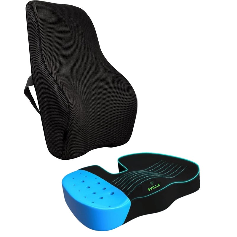 9villa Coccyx Seat Cushion and Lumbar Support Pillow for Office Chair Wheelchair, Orthopedic Car Seat Cushion Memory Foam Back Support Cushion for Lower Back Pain,Tailbone & Sciatica Pain Relief - Image 5